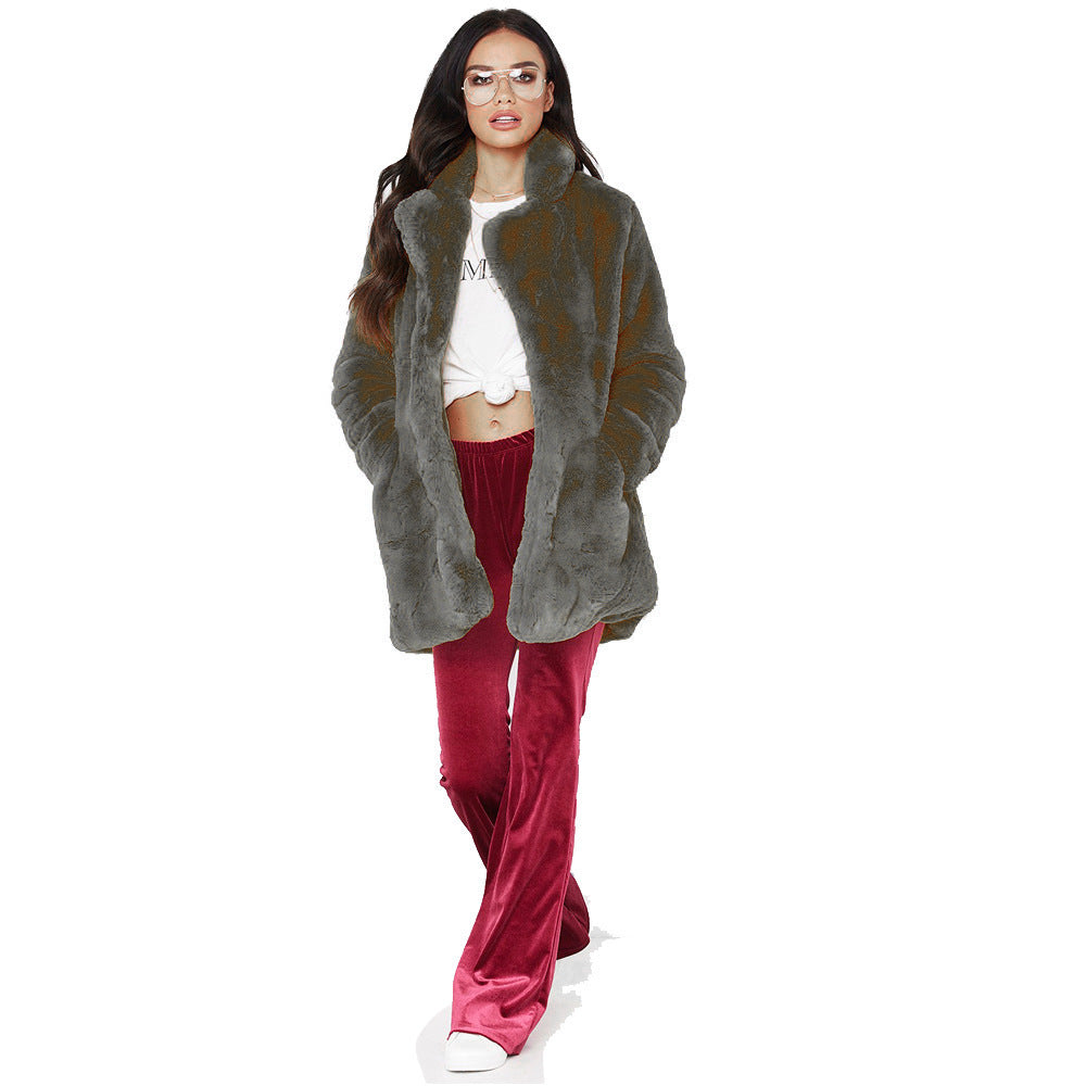 Damen Veste longue duveteuse en fausse fourrure avec capuche Berg-Feldt
