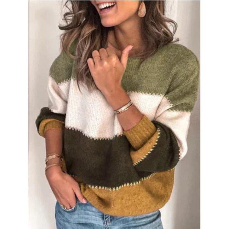 Women's Casual Stripe Sweater Made of Soft Material Mountain-Fieldt