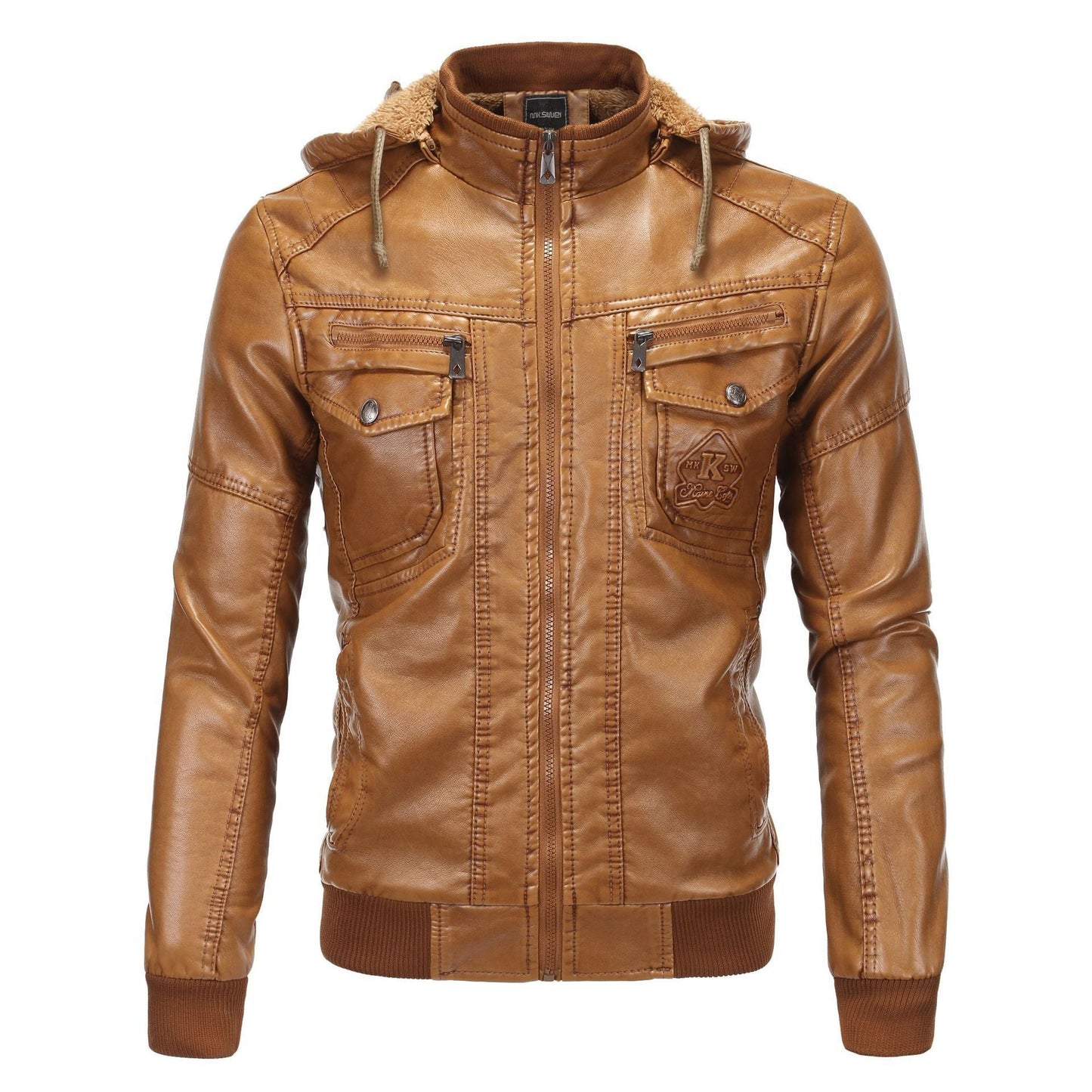 Herren Kunstlederjacke mit kuscheligem Innenfutter und praktischen Taschen Berg-Feldt