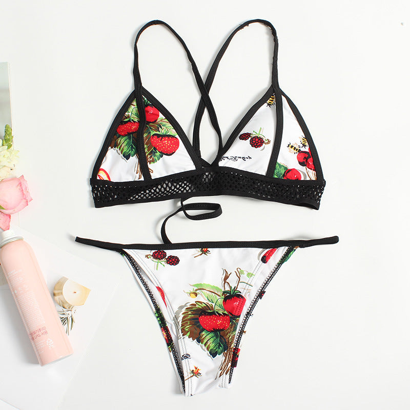 Ensemble bikini femme motif fruité à bretelles réglables, par berg-feldt
