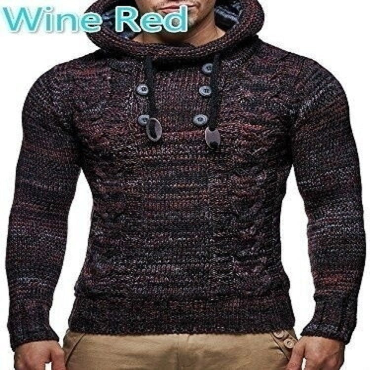 Pull à capuche en maille torsadée pour homme, avec boutons pratiques Berg-Feldt