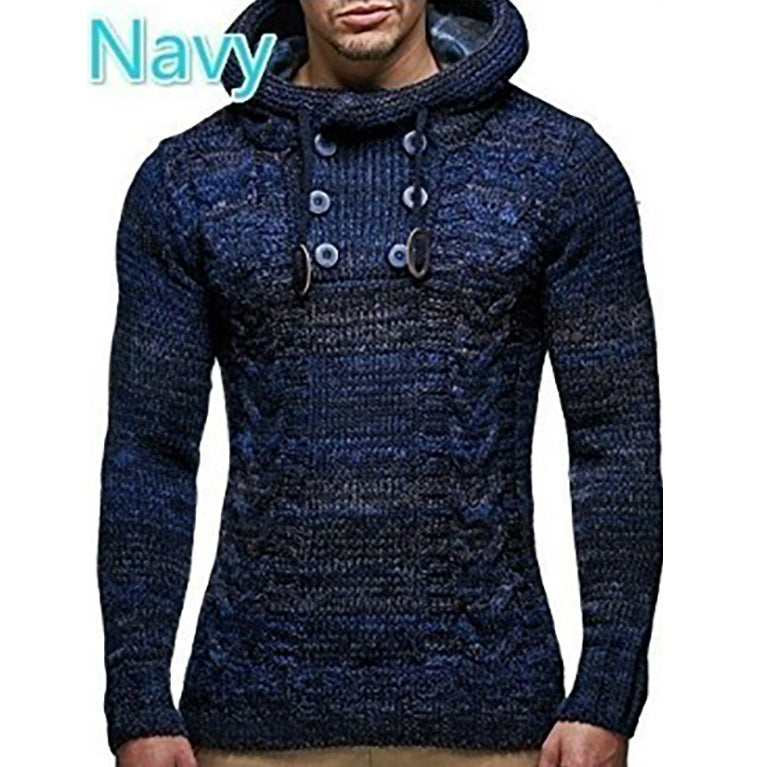Pull à capuche en maille torsadée pour homme, avec boutons pratiques Berg-Feldt