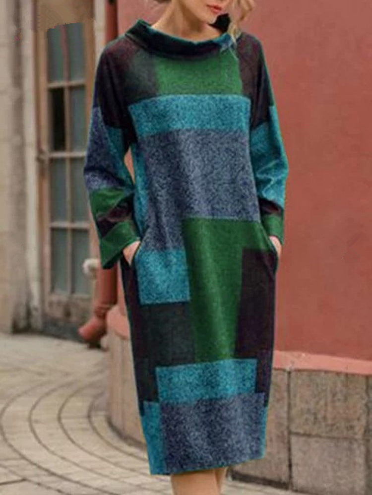 Robe midi tricotée Berg-feldt color block pour femme