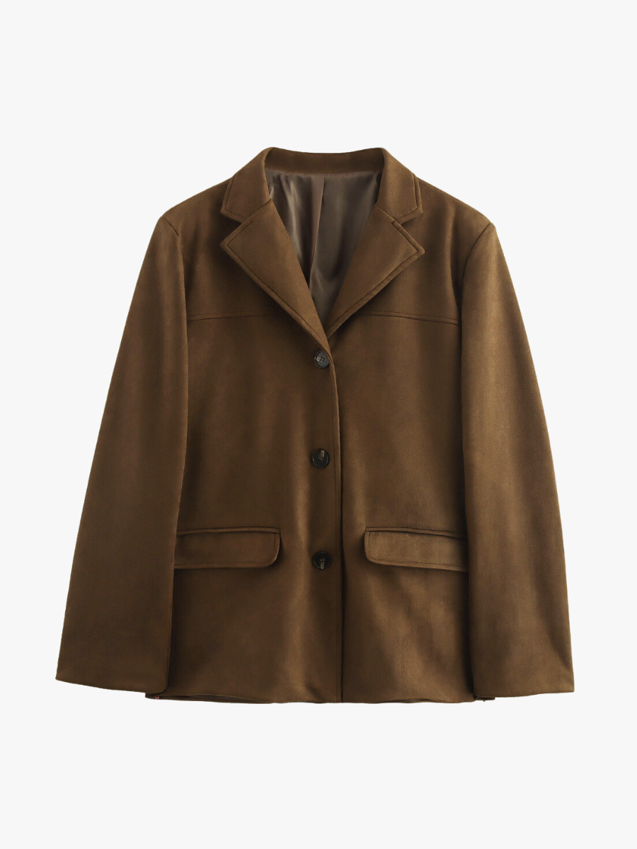 Berg-Feldt | Klassischer Blazer Aus Wildlederimitat in Braun