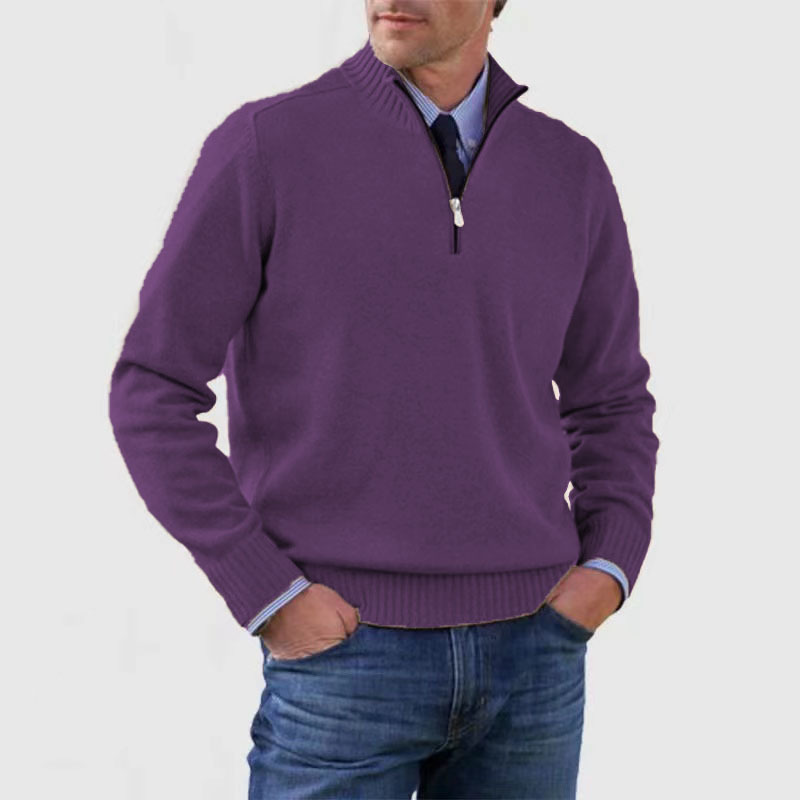 Berg-Feldt | Herrenpullover Mit Halbem Reißverschluss