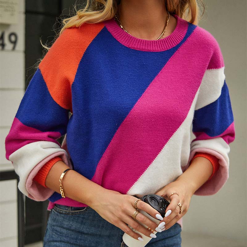 Berg-Feldt | Farbige Strickjacke mit Geometrischem Muster Acryl Modern und Bequem