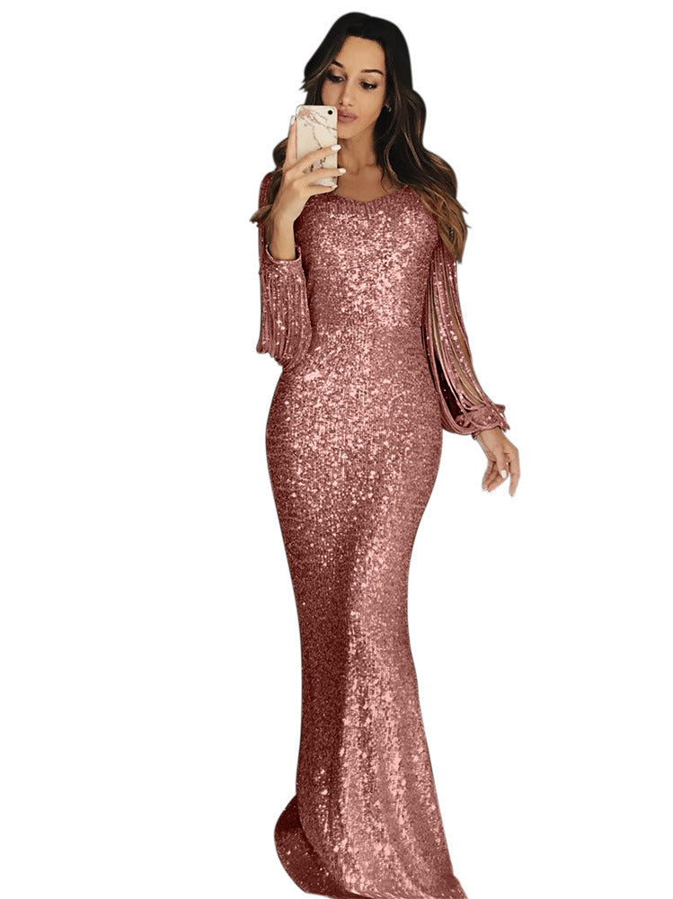 Robe de soirée élégante à paillettes pour femme, avec coupe flatteuse et manches longues Berg-Feldt