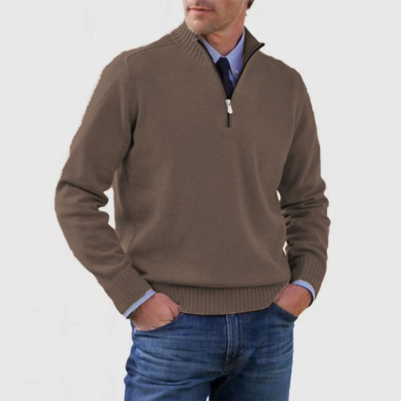 Berg-Feldt | Herrenpullover Mit Halbem Reißverschluss