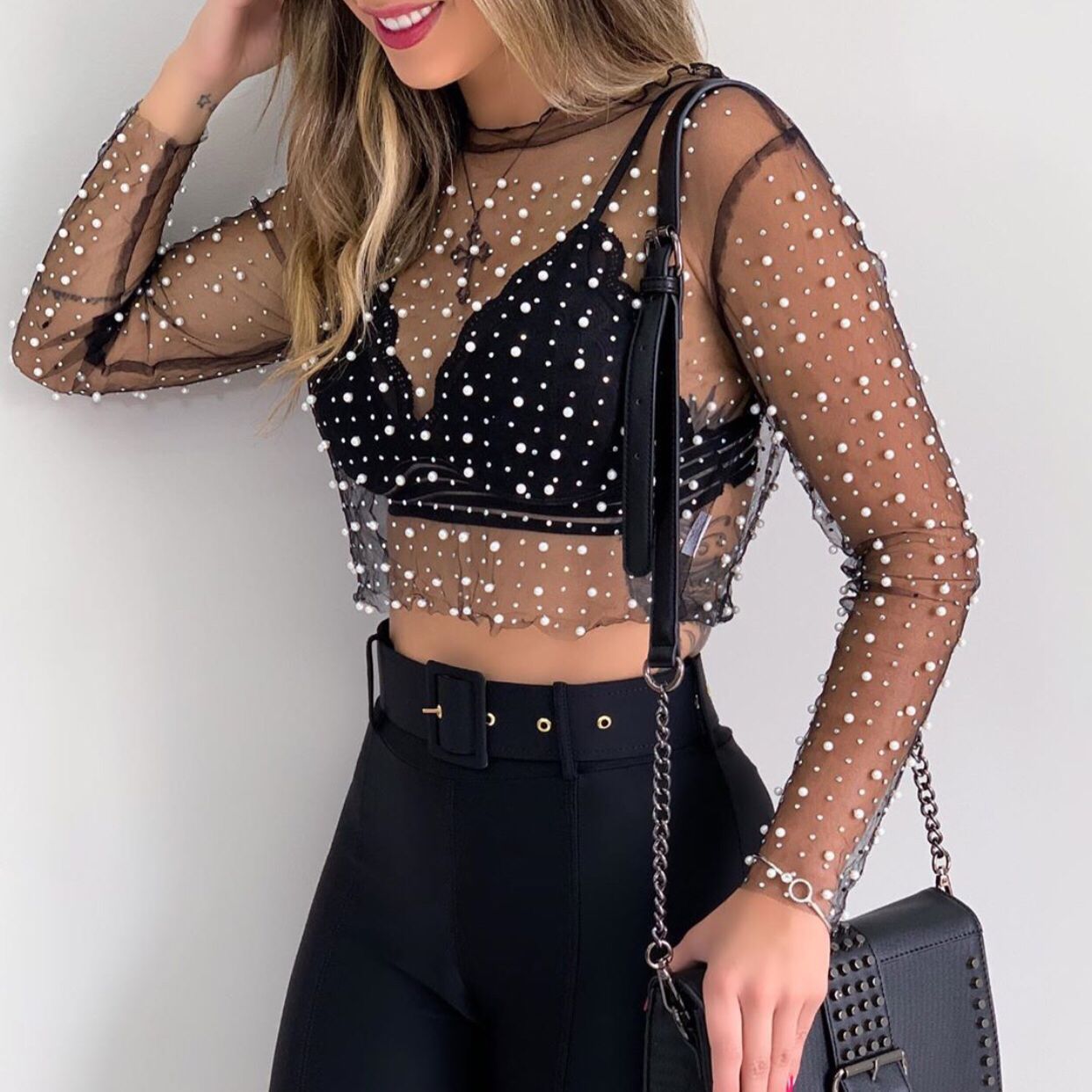 Haut court pour femme Berg-Feldt avec perles