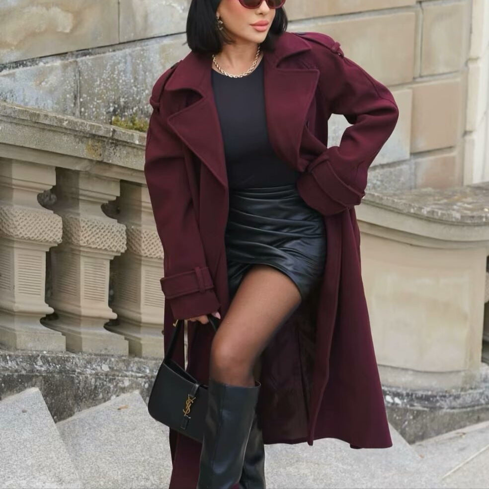 Berg-Feldt | trenchcoat - eleganter langer roter Damenmantel