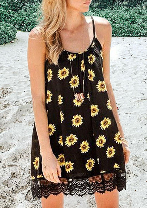 Sommerkleid für Damen, fließend, mit Spitze und Blumenmuster von berg-feldt