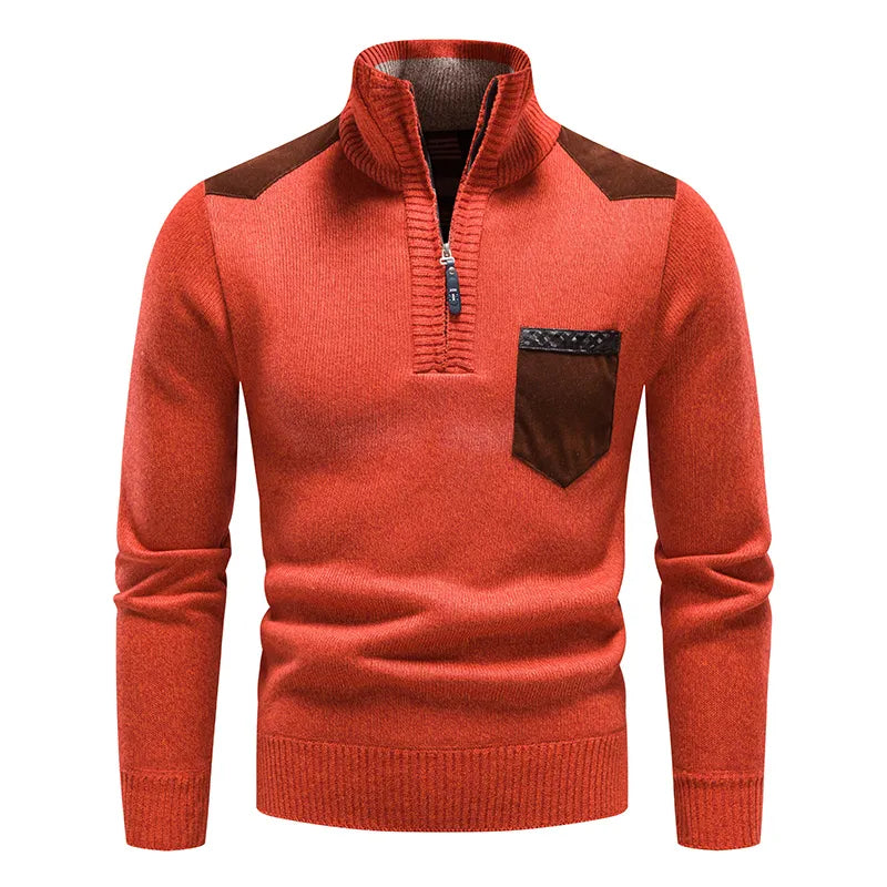 Pull pour homme à col roulé et fermeture éclair