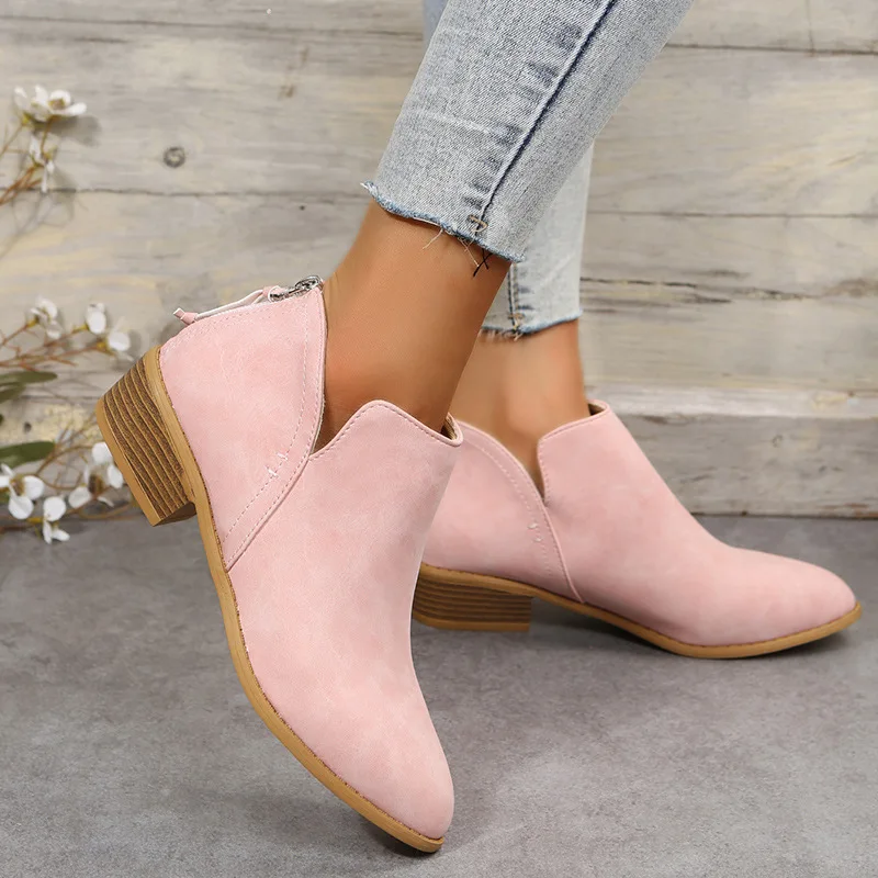 Bottines à talon bas et fermeture éclair Berg-Feldt pour femmes
