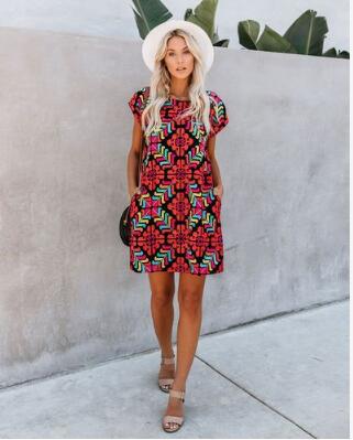 Robe décontractée Berg-Feldt pour femme avec poches latérales et imprimé