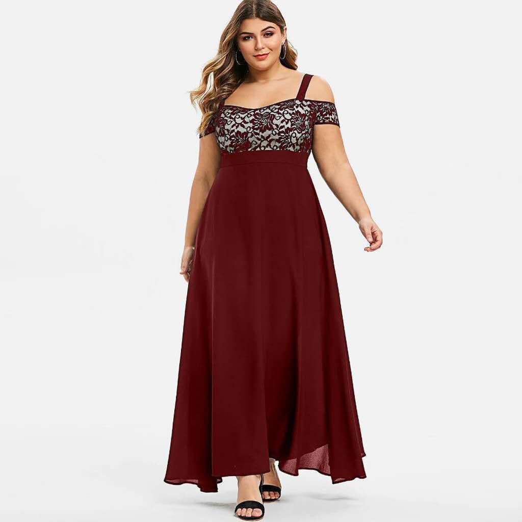 Maxikleid für Damen mit angeschnittenen Ärmeln und floraler Spitze von berg-feldt