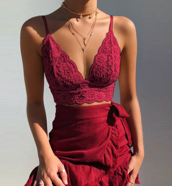 Ensemble soutien-gorge bralette en dentelle et short à volants Berg-Feldt pour femme