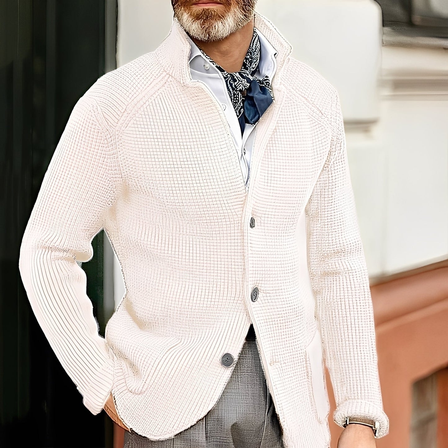 Berg-Feldt | Stylischer Cardigan mit Stehkragen für Männer