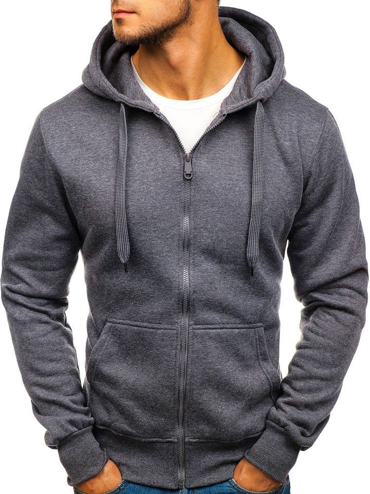 Fudus | Einfarbige Kapuzenjacke mit Zipper
