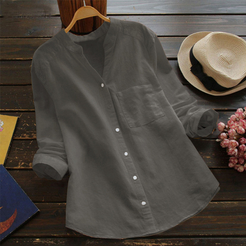 Chemise en coton-lin brodée de la marque Fudus, coupe décontractée