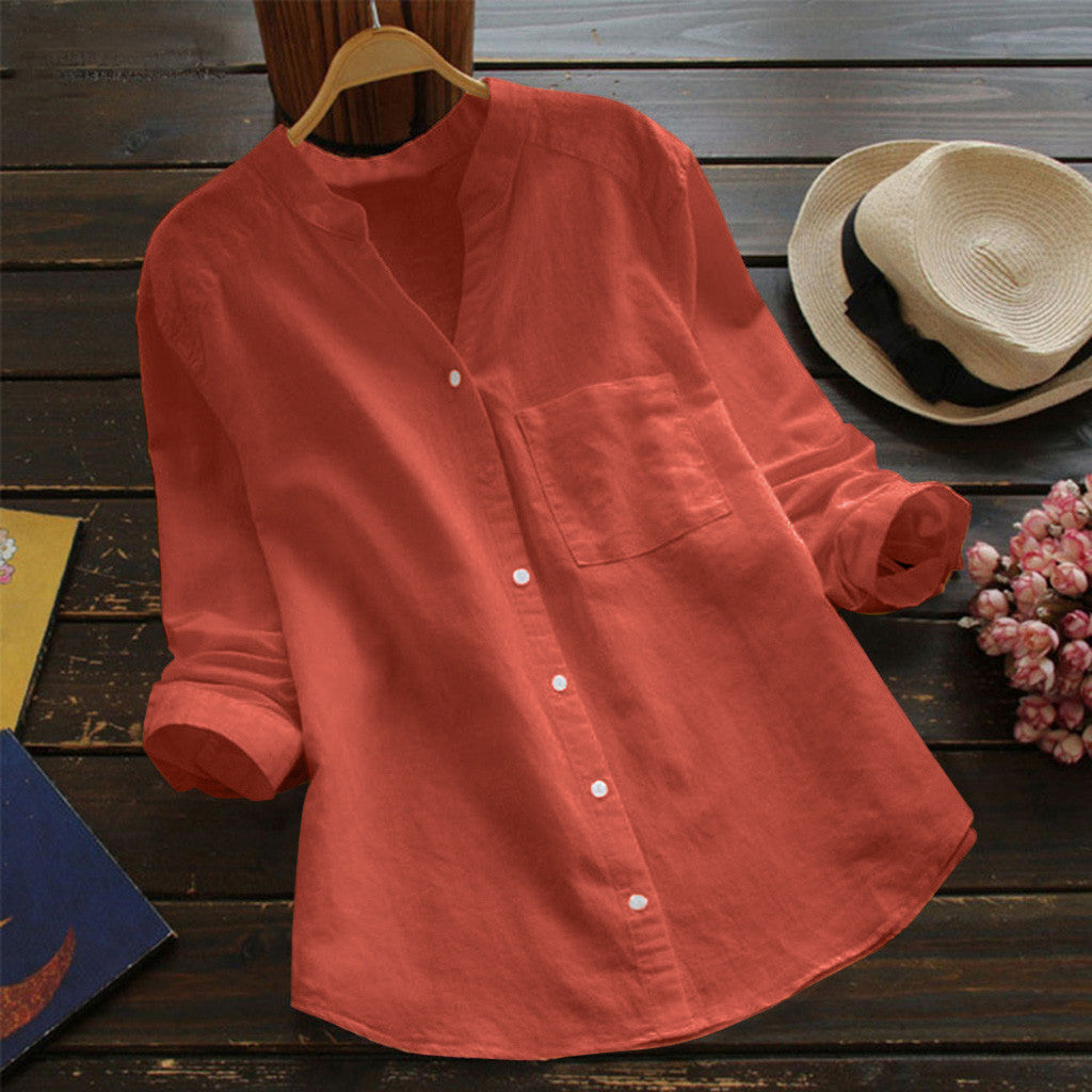 Chemise en coton-lin brodée de la marque Fudus, coupe décontractée