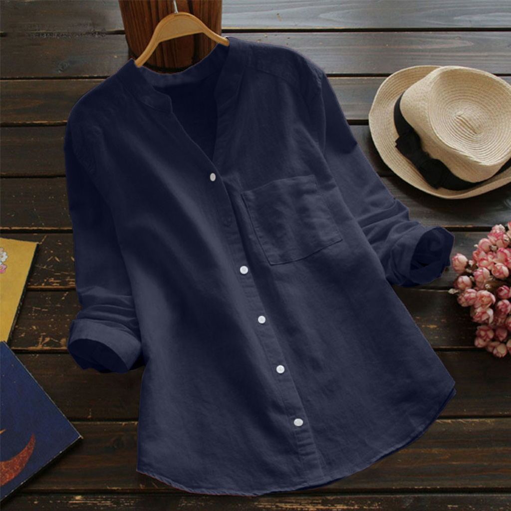 Chemise en coton-lin brodée de la marque Fudus, coupe décontractée