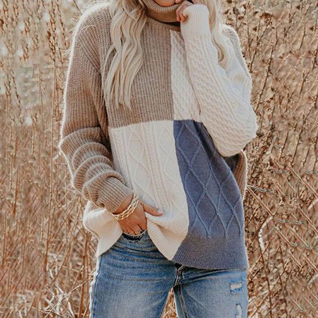 Berg-Feldt | Strickpatchwork-pullover Acryl Modern, Warm