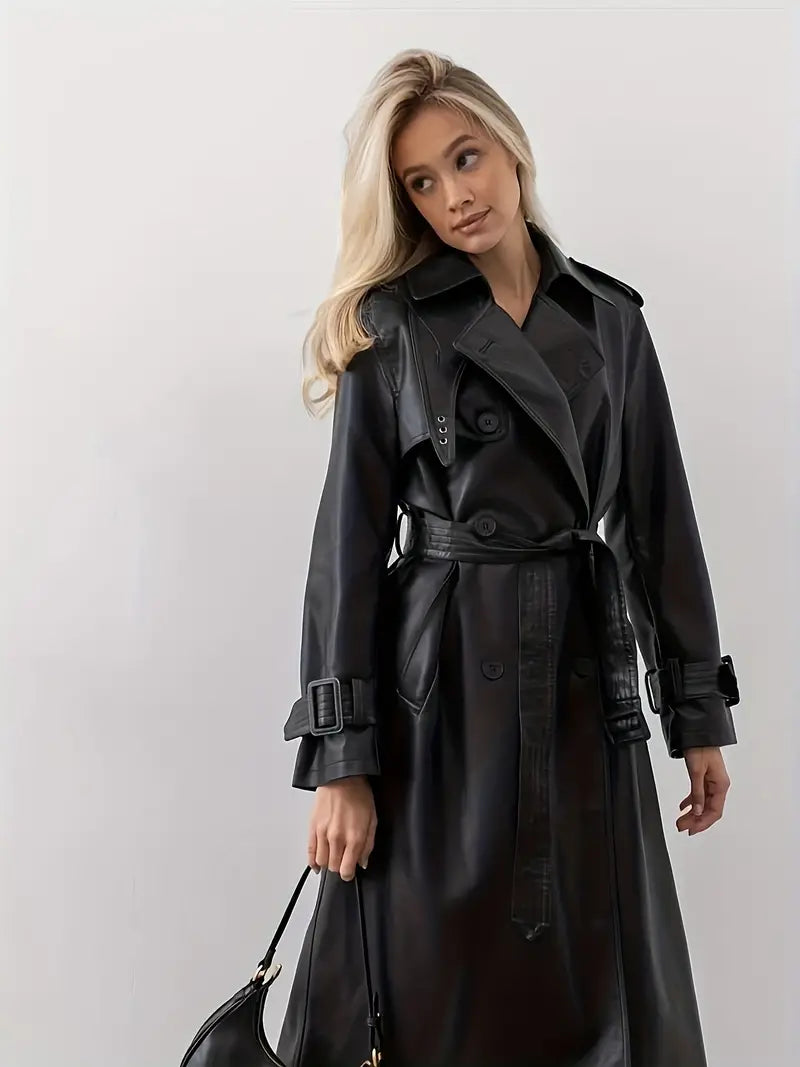 Berg-Feldt | Leder-Trenchcoat mit Gürtel