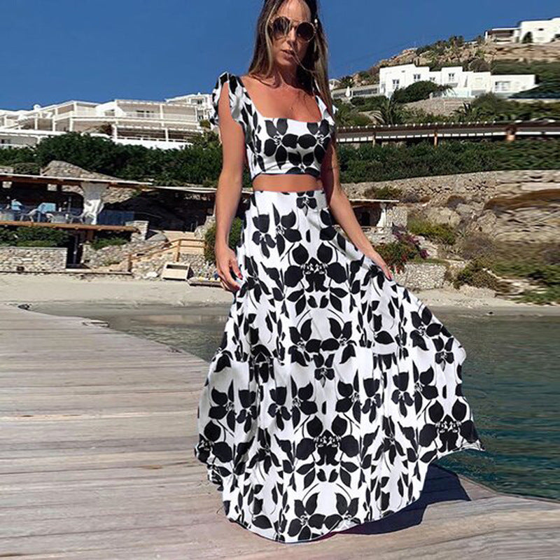 Robe longue élégante pour femme avec ourlet fluide et motif floral ludique Berg-Feldt
