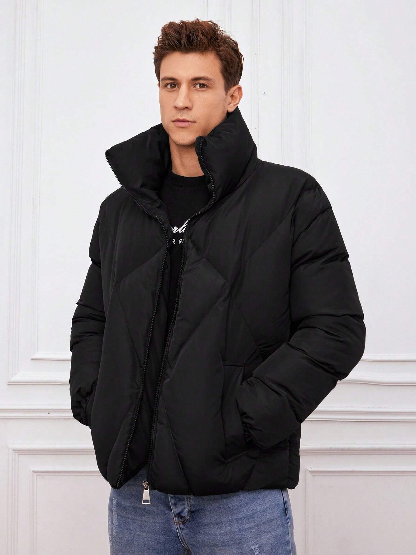 Berg-Feldt | Gepolsterte Jacke mit Hohem Kragen Reißverschluss Warm und Modern