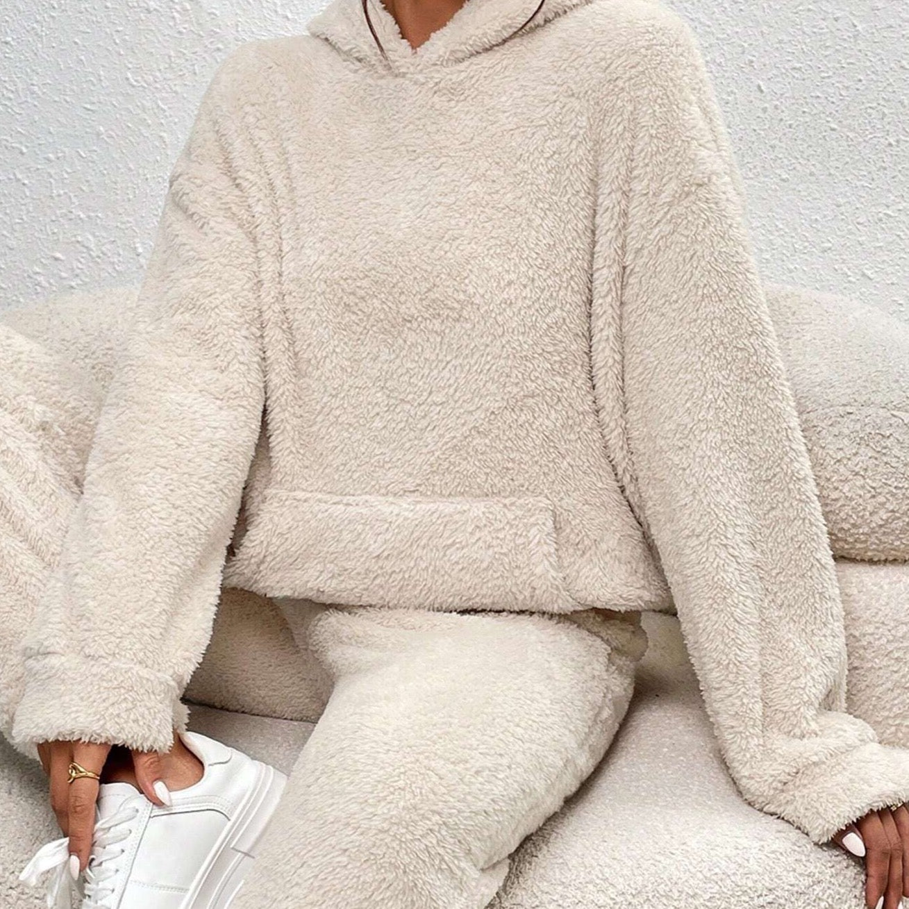 Berg-Feldt | Ensemble Loungewear Femme Doux en Molleton d'Ours en Peluche à Capuche