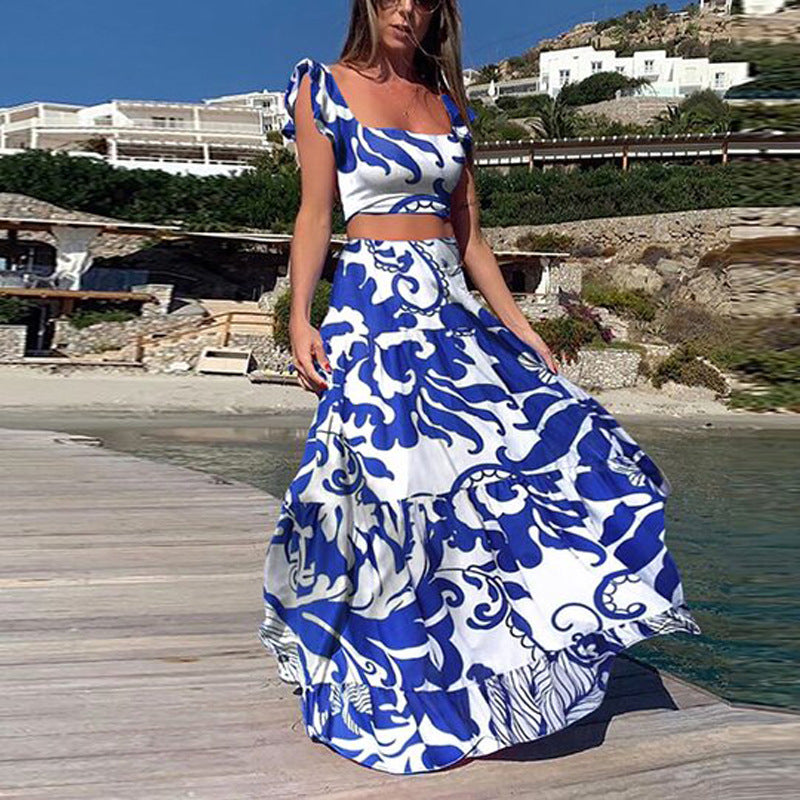 Robe longue élégante pour femme avec ourlet fluide et motif floral ludique Berg-Feldt