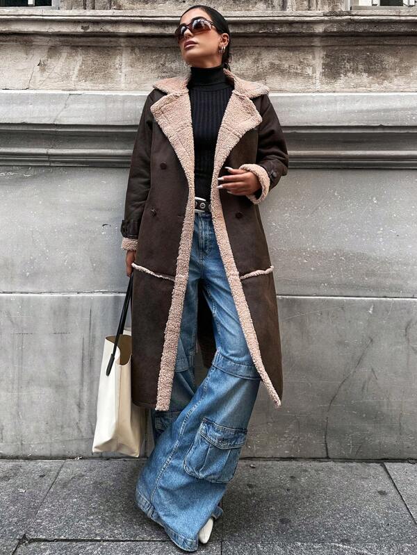 Berg-Feldt | Plüschgefütterter Langer Shearling-Mantel