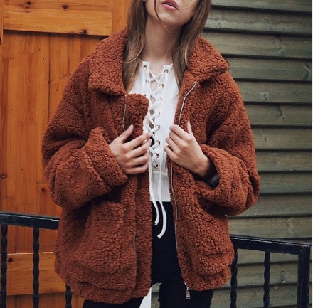 Fleece-Sweatshirt für Damen mit weitem Kragen von Fudus