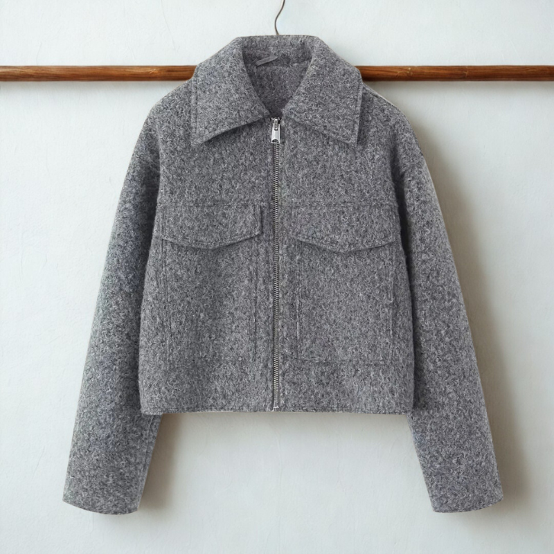 Berg-Feldt | Fit Damen Kurzjacke mit Spitzem Kragen und Frontreißverschluss