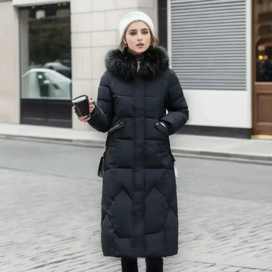 Berg-Feldt | lange Damenjacke - Winterjacke mit Kunstpelzkragen
