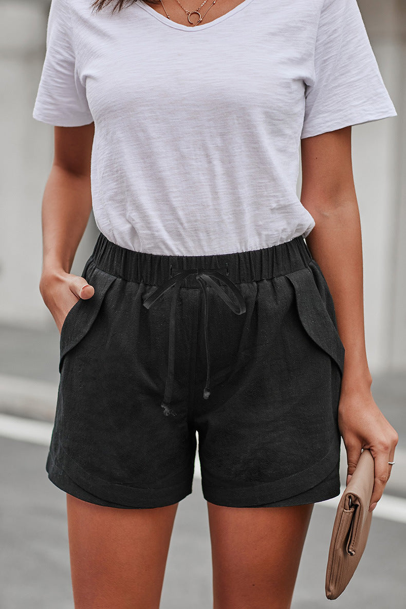 Leinen-Shorts für Damen mit Kordelzug und Seitentaschen von berg-feldt