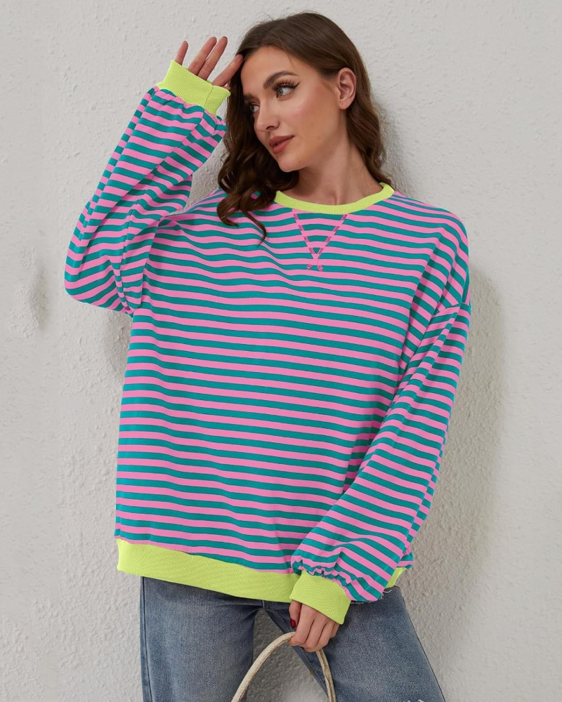 Berg-Feldt | Übergrößen Streifen Langarm Sweatshirt
