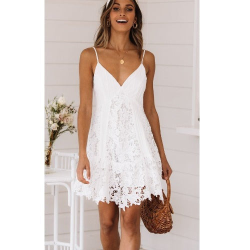 Berg-feldt Robe d'été pour femme avec bordure en dentelle