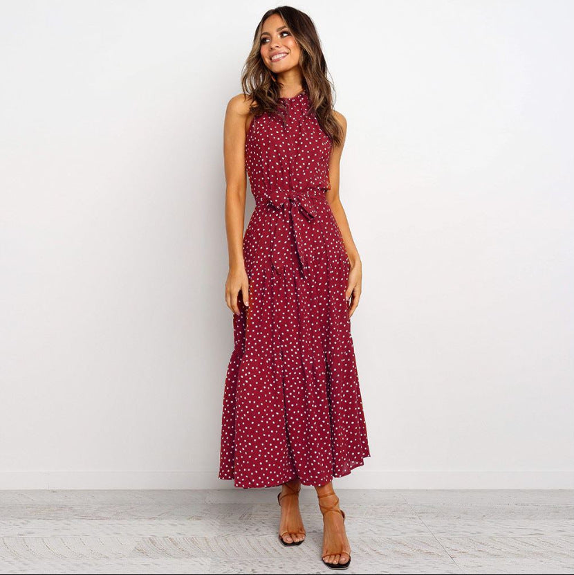 Maxikleid für Damen mit Punkten und verstellbarem Bindegürtel von berg-feldt