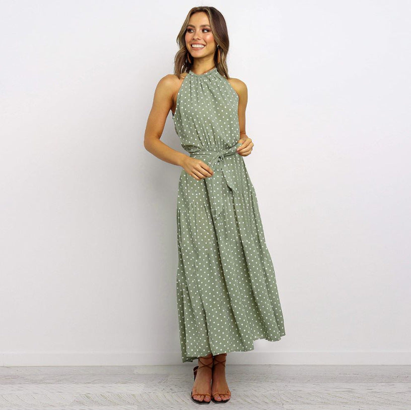 Maxikleid für Damen mit Punkten und verstellbarem Bindegürtel von berg-feldt
