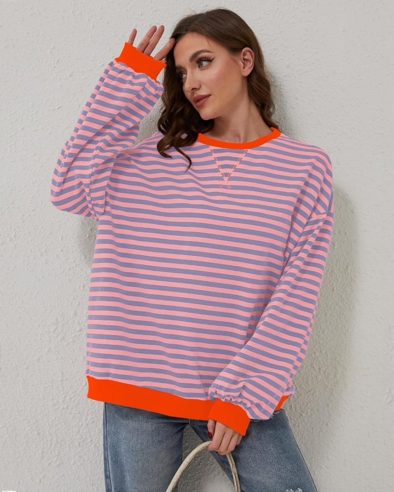 Berg-Feldt | Übergrößen Streifen Langarm Sweatshirt
