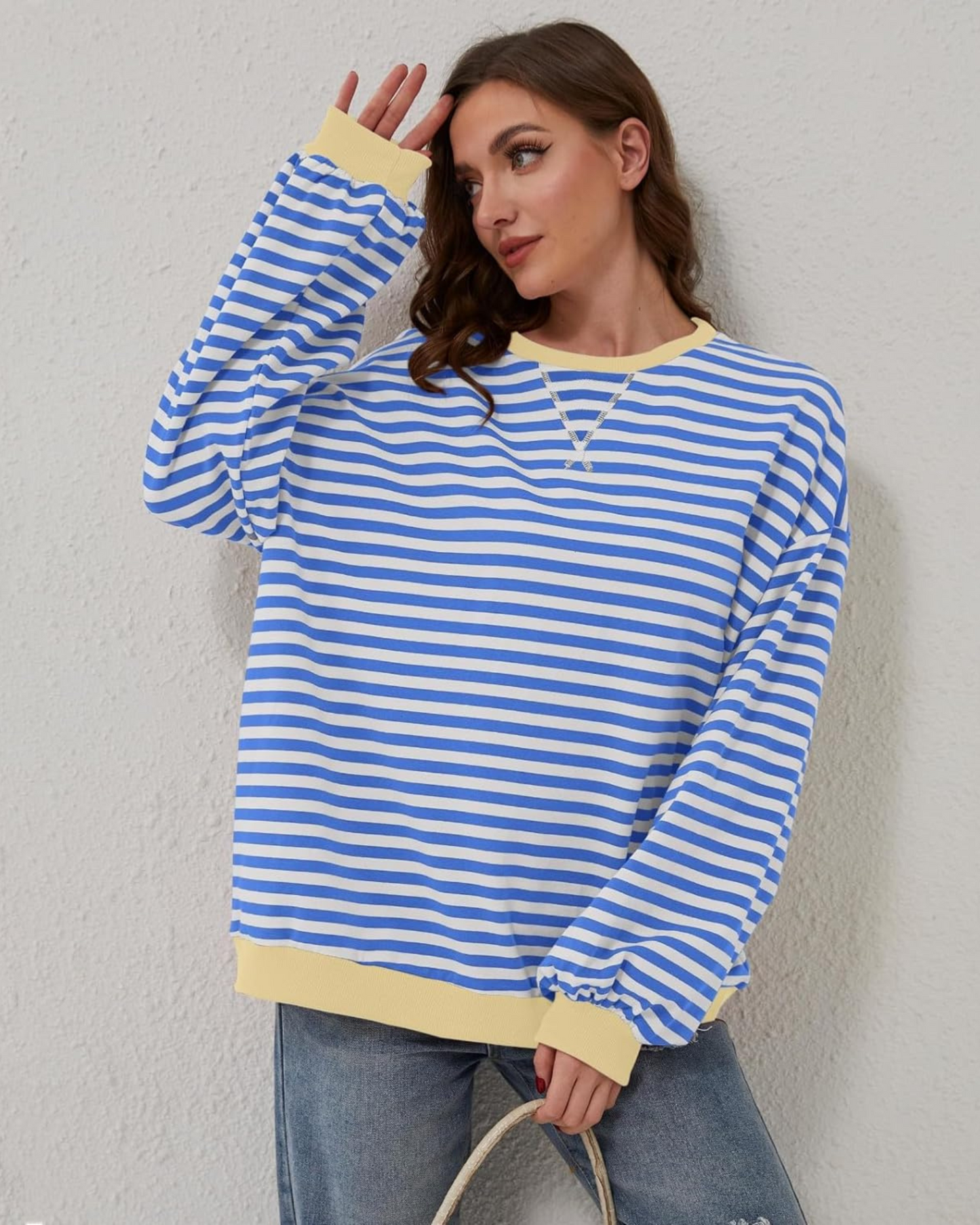 Berg-Feldt | Übergrößen Streifen Langarm Sweatshirt