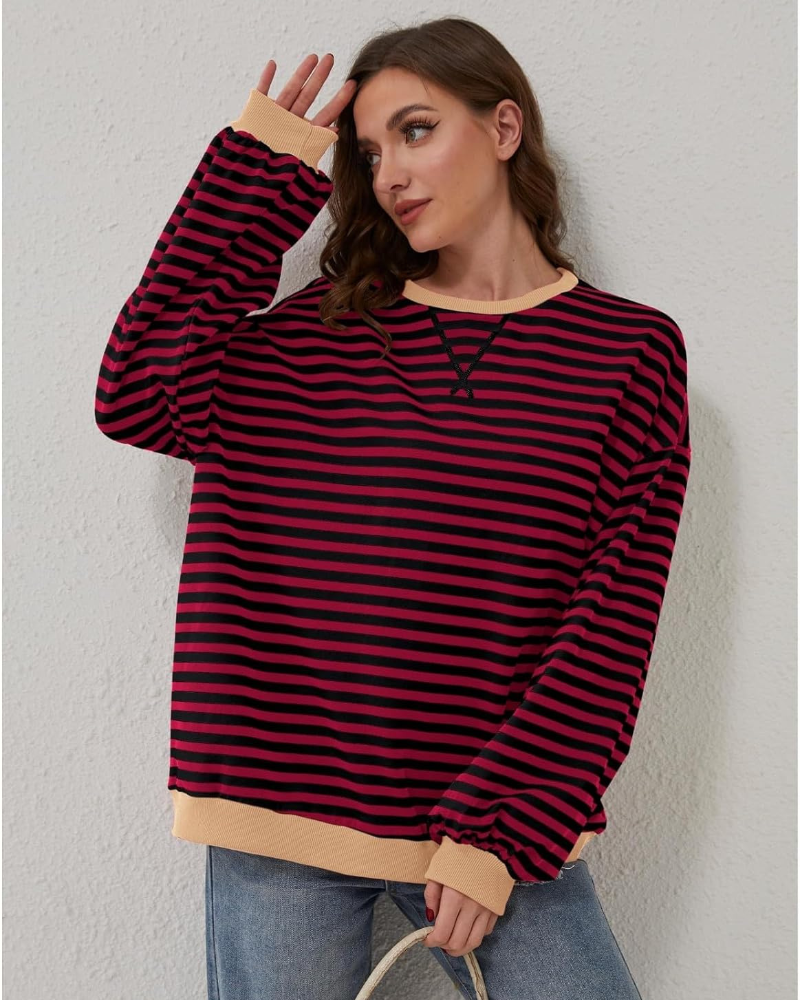 Berg-Feldt | Übergrößen Streifen Langarm Sweatshirt