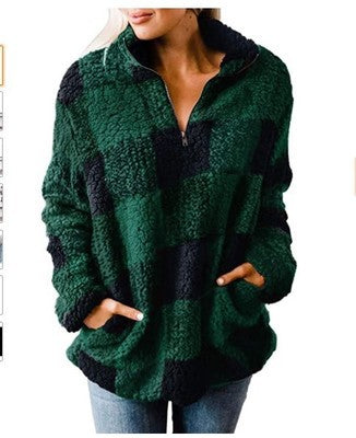 Damen Fleece Pullover mit Karomuster Berg-Feldt