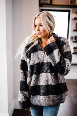 Damen Fleece Pullover mit Karomuster Berg-Feldt