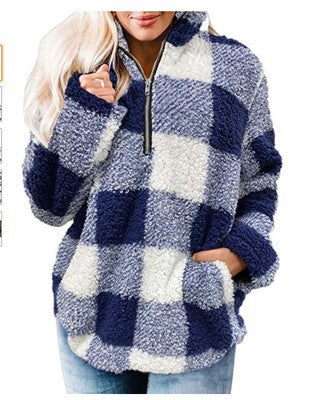 Damen Fleece Pullover mit Karomuster Berg-Feldt
