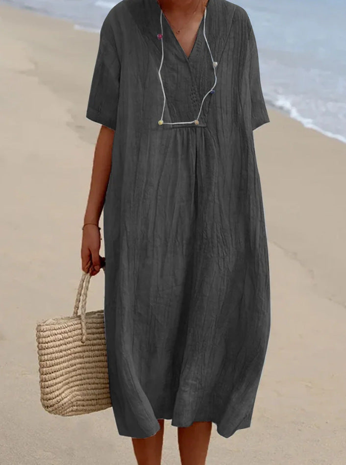 Robe décontractée en coton et lin Fudus – Polyvalente