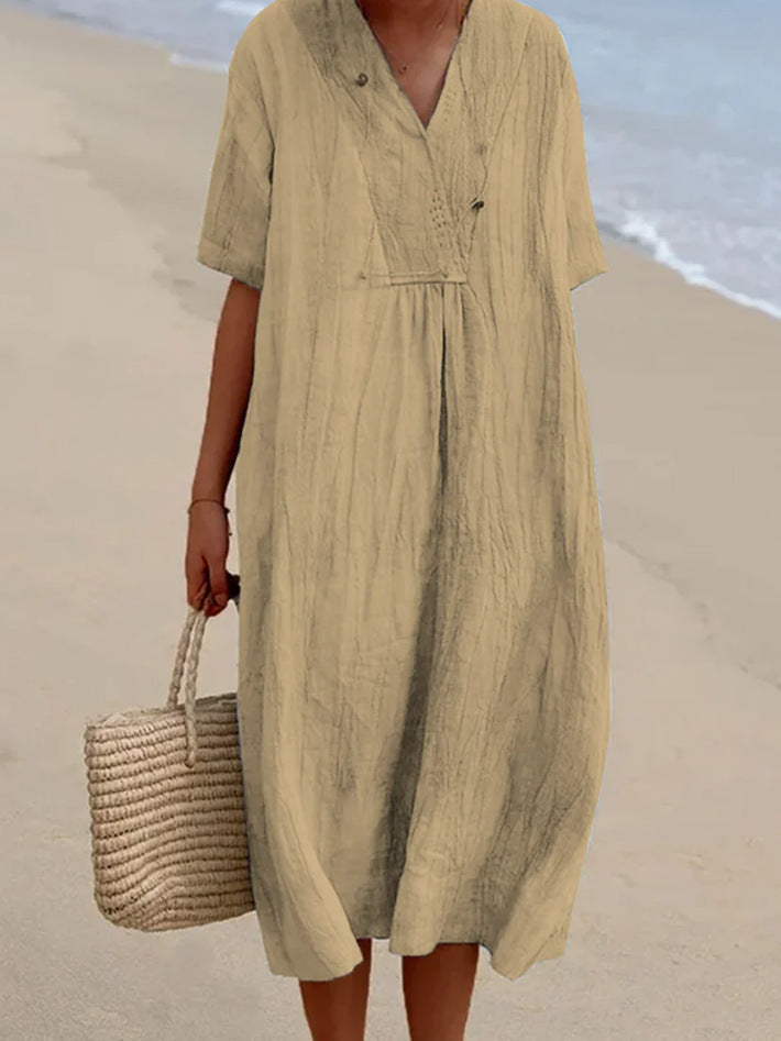 Robe décontractée en coton et lin Fudus – Polyvalente