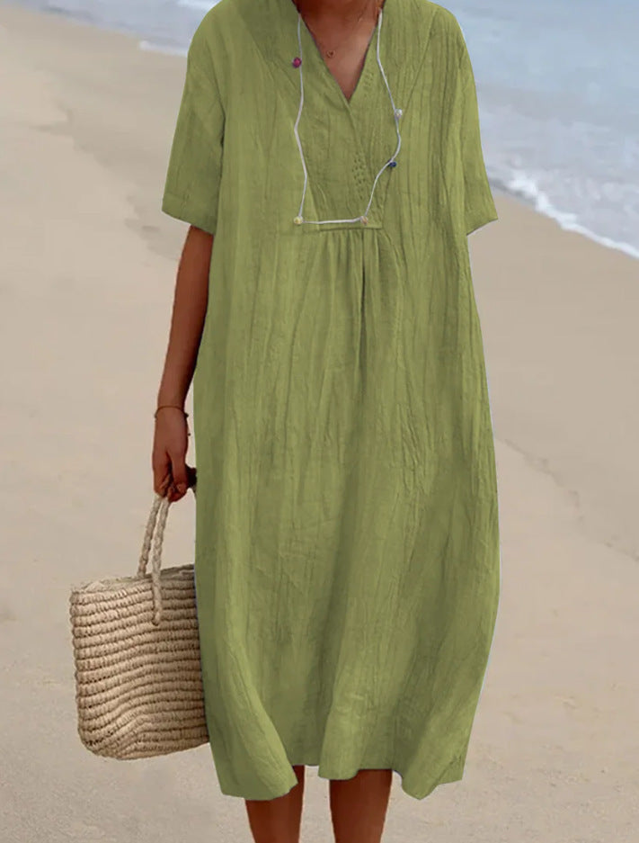 Robe décontractée en coton et lin Fudus – Polyvalente