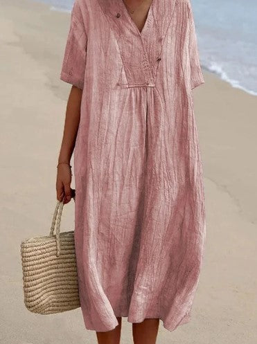 Robe décontractée en coton et lin Fudus – Polyvalente